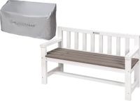 WONDERMAKE® Desig Kinderhouten Tuinbank, Weerbestendig met Stoffen Bekleding en Rugleuning, 2-zits Kinderbank, Houten Bank, Parkbank, Massieve Tuinbank, Natuurlijk Hout, Wit, Grijs, Antraciet