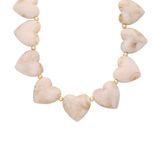Lucardi Dames Stainless steel kralenketting hart voor dames - Ketting - Staal - Goudkleurig - 47 cm