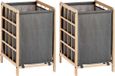 Kipit Wasmand Woodbox - 2x - avec sac de réception - compartiment de 50 litres - 40 x 33 x 60 cm