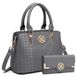 Sac à main femme – Sac shopper de taille moyenne – En cuir polyuréthane – Doublure en polyester – Convient pour un usage quotidien et le travail – Gris