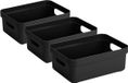Sunware Opbergbox - 3x - kunststof - zwart - 9 liter