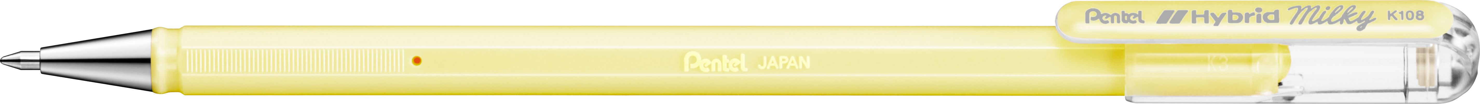 Pentel Hybrid Milky Gelpen K108-PG Geel, Roestvrijstaal 12 Stuks
