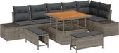 vidaXL Tuinbank Set 6-zits Grijs Polyrattan