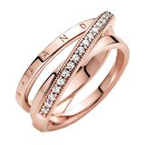 Pandora Signature Crossover Pavé Triple Band 14k rose gold-plated ring with clear cubic zirconia