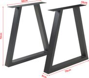 en.casa Stalen onderstel Greiling set van 2 tafelpoot 72x70 cm zwart