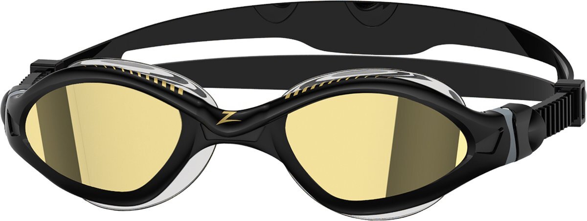 Zoggs Tiger LSR+ Mirror Zwembril Black Grey Mirrored Gold Small