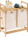 Merkloos Wasmand met Bamboeframe - Ivoorkleurig - 2 Uittrekbare Waszakken - 73 x 64 x 33 cm
