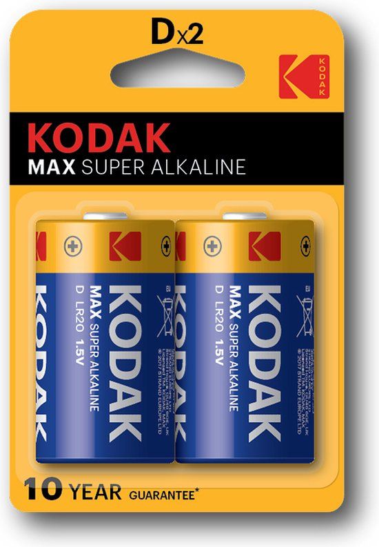Kodak Max Alkaline D/LR20 Batterijen - 2 stuks