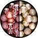 Merkloos / Sans marque Kaemingk B.V. Kerstballen 34x st - 3 cm - roze en champagne - kunststof