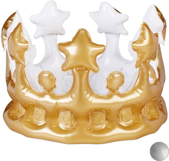 Relaxdays Opblaasbare kroon koningsdag koningskroon carnaval kroon festival carnaval goud