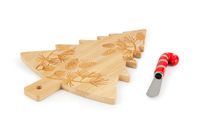 Excelsa Christmas Wood Kerstsnijplank van bamboe in boomvorm met botermes