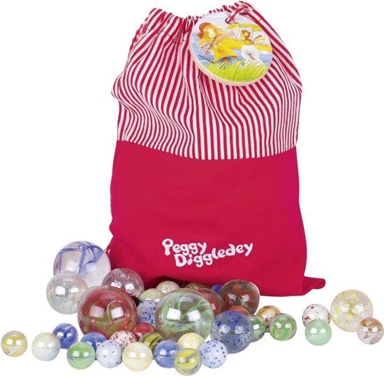 Goki My Marble Bag with 50 Marbles - Peggy Diggledey