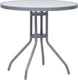 vidaXL Tuintafel, lichtgrijs, 80 cm, staal en glas