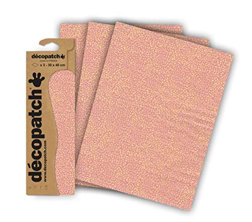 Decopatch Décopatch C839C – een zak met 3 vellen bedrukt papier, 30 x 40 cm, roze harten