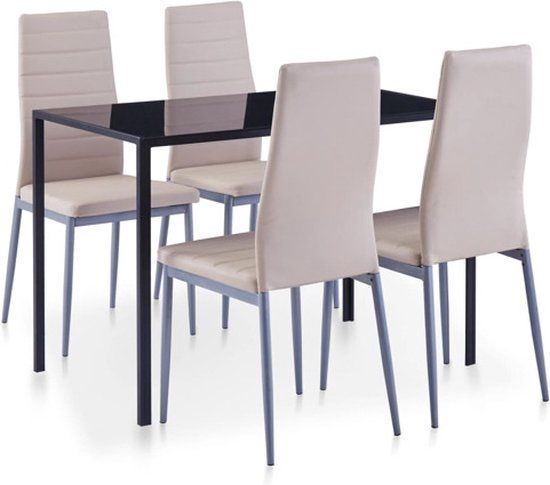 vidaXL 5-delige Eethoek cappuccino