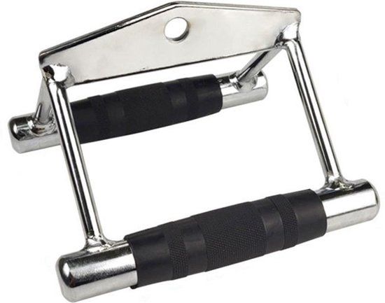 DW4Trading Dubbele Roeigreep - Anti Slip - Cable handle voor Lat Pulley - V-Handle - Verchroomd Massief Staal