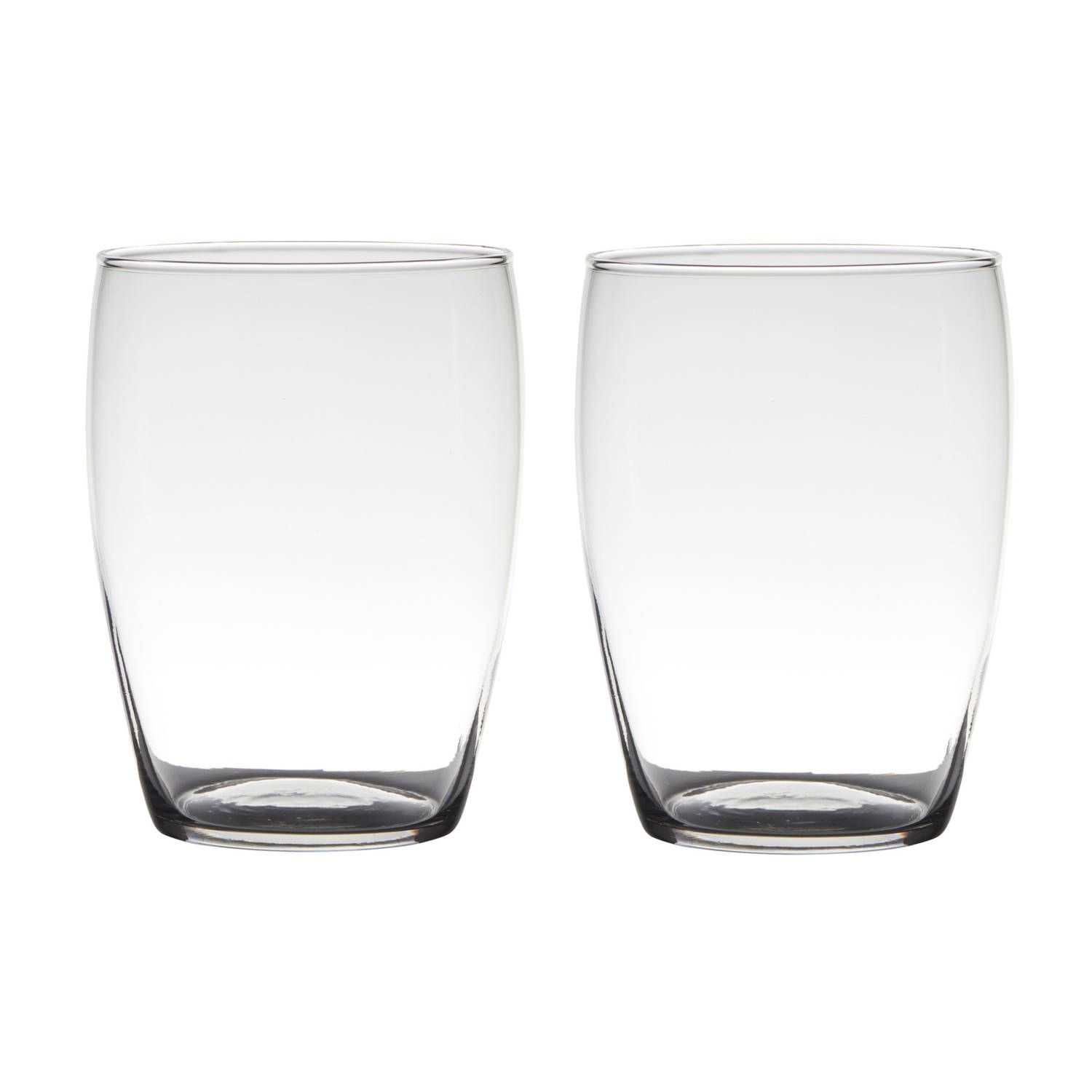 Set van 2x transparante glazen vazen - 20 x 14 cm - Voor bloemen en boeketten