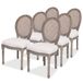 vidaXL Eetkamerstoelen linnen en rattan - 6 stuks - crème