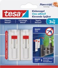 tesa Klevende Spijker - Tegels & Metaal - Verstelbaar - 3kg - Wit