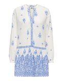 ONLY - ONLALMA L/S SHORT DRESS WVN NOOS - Jurk - Vrouwen - S - Katoen/Viscose - Blauw/Offwhite