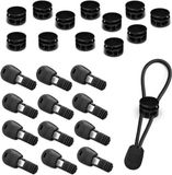 Merkloos / Sans marque BeiJingLiangPinJiaZuoKeJiWenHuaFaZhanYouXianGong Set van 24 metalen cord stoppers met 2 gaten, 4mm diameter, ideaal voor rugzakken, outdoor kleding en tenten, zwart, L