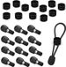 Merkloos / Sans marque BeiJingLiangPinJiaZuoKeJiWenHuaFaZhanYouXianGong Set van 24 metalen cord stoppers met 2 gaten, 4mm diameter, ideaal voor rugzakken, outdoor kleding en tenten, zwart, L