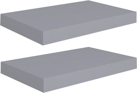 vidaXL Zwevende Wandschappen - 2 stuks - 40x23,5x3,8 cm - MDF - Grijs