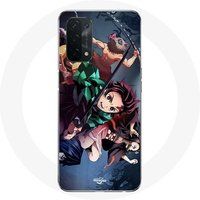 Maniacase Etui voor Oppo A54 5G Tanjiro Nezuko en Inosuke Slayer Kimetsu no Yaiba Manga