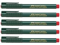 FABER-CASTELL - Finepen fineliner rood 0,4 mm, 5 stuks