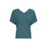 Msch Copenhagen Groene Lange Mouw Katoen Elastaan Vrouwen Casual Top