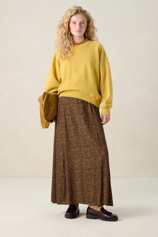 Sissy-Boy Donkergroene maxi rok met leopard print