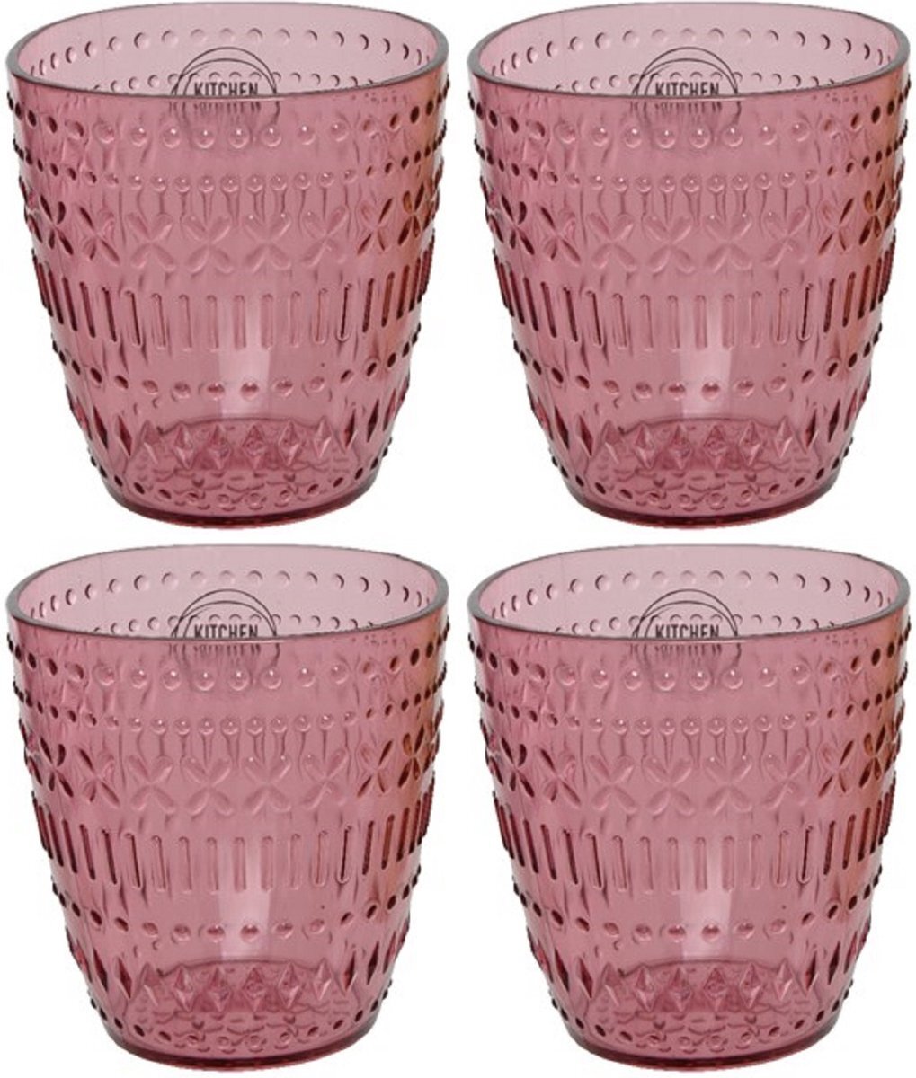 Decoris Set van 10x stuks kunststof bekers roze 200 ml