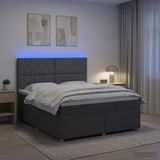 vidaXL Boxspringbed met matras Donkergrijs 180 x 200 cm Stof