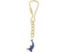Merkloos / Sans marque Behave Sleutelhanger dolfijn goud kleur blauw wit emaille 9,5 cm