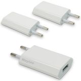 Waytex USB-oplader voor mobiele telefoon, 2-polig, USB-A-stopcontact, universeel, wit, 3 stuks