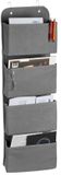 Merkloos Relaxdays hangende wandorganizer - 4 vakken - deur organizer met ophanghaken - vlies - grijs