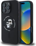 Karl Lagerfeld Backcase hoesje geschikt voor iPhone 16 Pro - Effen Zwart - Silicone