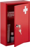 Merkloos Relaxdays Apothekerskastje - Veilig en Hangend - Rood/Wit - Metaal - 32x21,5x9,5 cm
