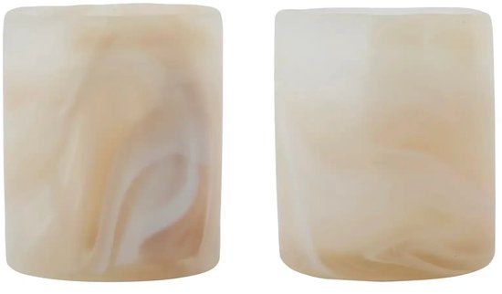 House Doctor Theelichthouder Kae Beige Hoogte 8cm - 2 stuks