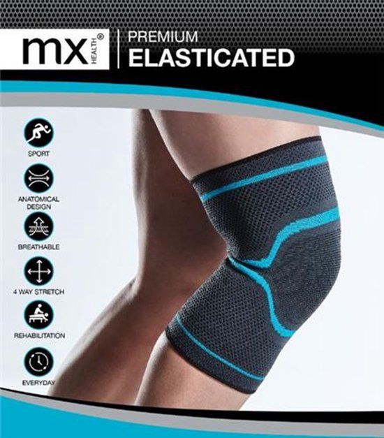MX Health Premium Elastische Kniebrace XL - Blauw - Maat XL