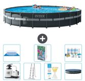 Intex Rond Ultra XTR Frame Zwembad - 732 x 132 cm - Inclusief Pomp - Ladder - Grondzeil - Afdekzeil - Onderhoudspakket - 8-delig