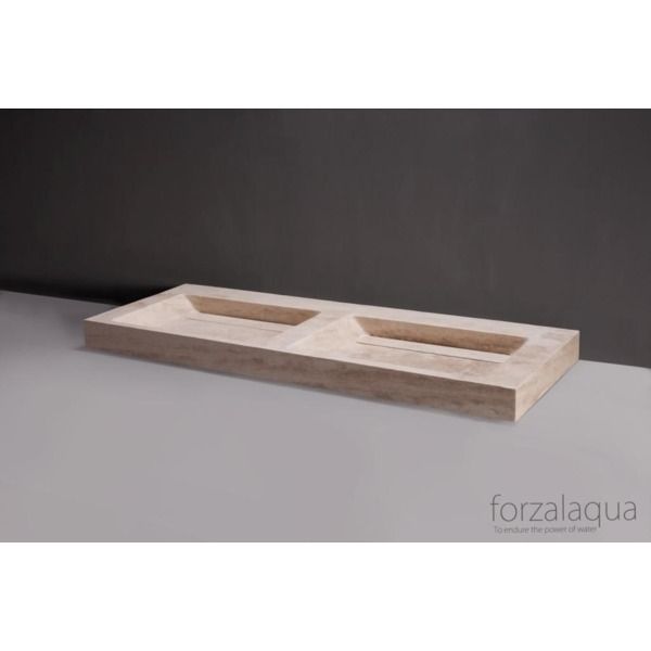 Forzalaqua Bellezza Doppio Travertin Gezoet 160,5X51,5X9cm 2Xø36mm 100609