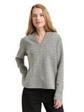 Tom Tailor - Sweatshirt met V-hals - Maat L - black white argyle structure