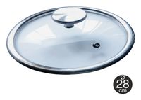 Bastilipo Glazen deksel van roestvrij staal met gehard glas Ø 28 cm
