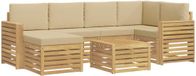 vidaXL - Extérieur - canapé - set - 7 - pcs - Blanc - et - Beige - Polyester