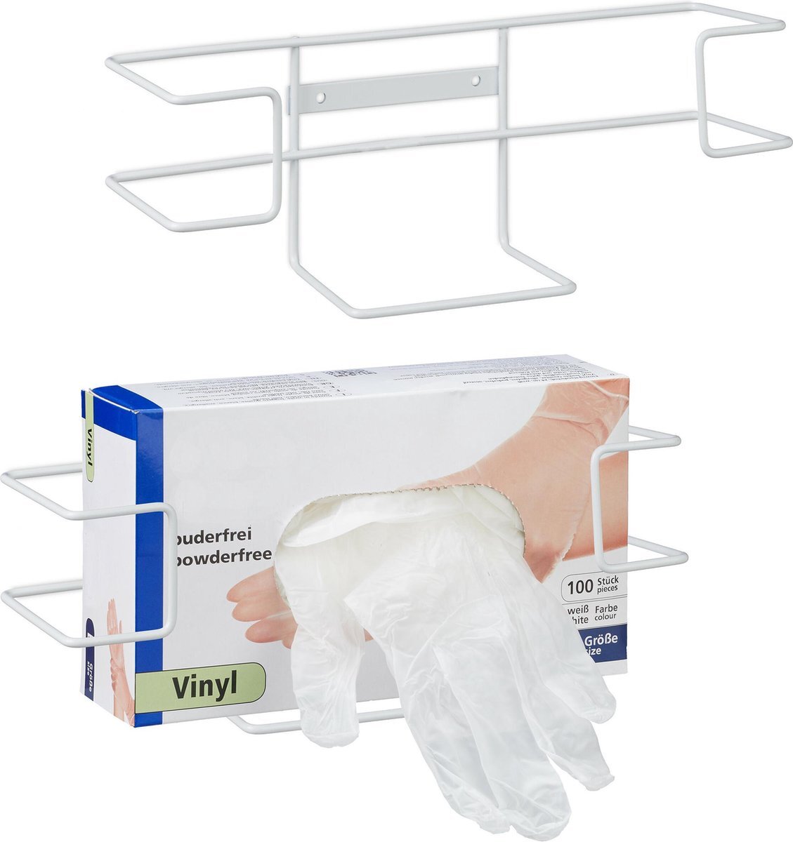 Relaxdays handschoendispenser - set van 2 - houder handschoenendoos - wegwerphandschoenen