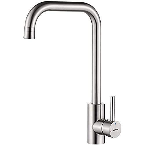 GRIFEMA G4009-1 Irismart, Faucet MonoMando for rotating kitchen, Sink mixer with shower, steel, gray, with doccia