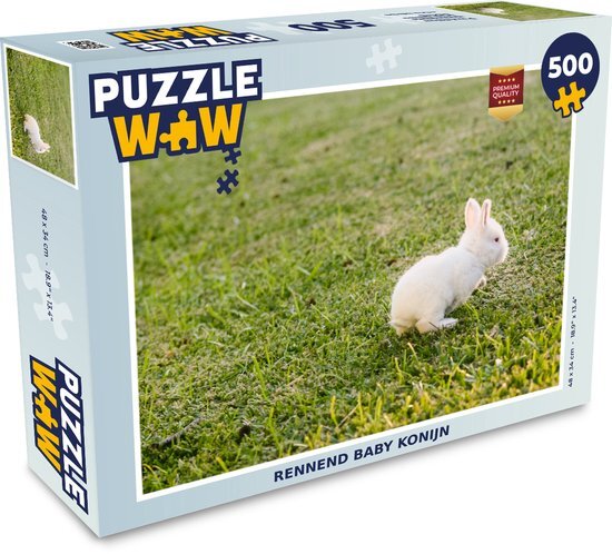 MuchoWow Puzzel Baby konijn - Tuin - Wit - Legpuzzel - Puzzel 500 stukjes