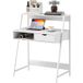 LUMARA Bureau Secrétaire Bureau Informatique Style Néo-rétro Tiroir Niche Étagère Métal Blanc