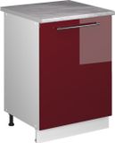 Vicco Keukenonderkast Fame-Line, Bordeauxrode hoogglans/Wit, 60 cm 1 deur met werkblad